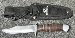Mossy Oak 4” Fixed Blade Bowie / Jagdmesser gestapelter Ledergriff 8” lang - Bild 1 von 10