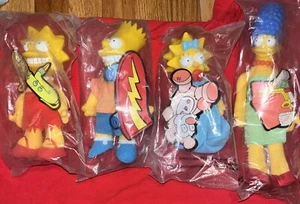 The Simpsons Vintage 1990 Burger King Plush Dolls 4 Sealed No Homer - Picture 1 of 9