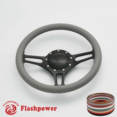 14" Billet Steering Wheel Light Gray Full Wrap GMC Trucks Blazer El Camino Jimmy - Image 1 of 4
