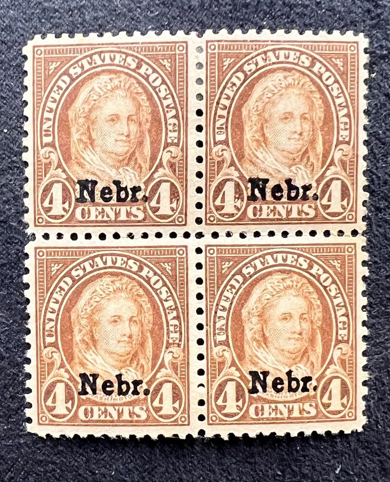 SC.#673  BLOCK OF 4-1929  4c NEBRASKA OVERPRINT-MHR-CAT. $275.00 - Image 1 of 2