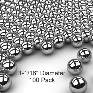 100 1-1/16" Inch Premium Mirror Finish Chrome Steel Replacement Pinballs 