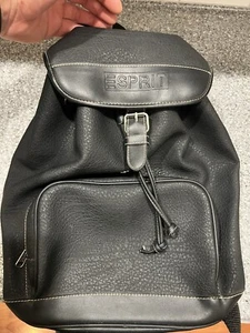 Esprit Vintage 90'S Leather Black Corded Bucket Buckle BackPack - Picture 1 of 7