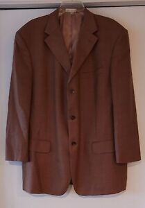 Geoffrey Beene Mens Sport Coat Suit Jacket Blazer 48L Camel Brown 100% Wool EUC