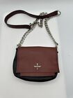 Pour La Victoire Brown/Black Leather Mini Shoulder Crossbody Handbag