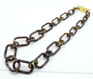 MICHAEL KORS Faux Tortoise Resin Graduated Chain Link Necklace - Picture 1 of 5
