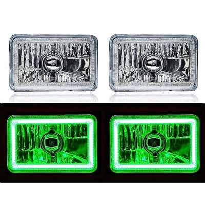4X6 Verde LED COB Halo Cristal/Metal Faros Bombilla Par Foto 1 de 4