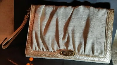 NWOT Jennifer Lopez Wristlet purse clutch cream w light gold faux snakeskin NEW - Image 1 of 4