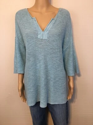 Suéter Habitat Ropa para Vivir en Spa Azul Mezcla de Lino Para Mujer Talla: Pequeña Playa Foto 1 de 4