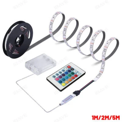 1/2/5M Batterie Betrieben Band 5050 RGB LED Stripe Mehrfarbige Licht Band DHL - Bild 1 von 4