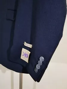 New 52R Slim Egara Blue Black Check 4 season Tweed Blazer Sport Coat Jacket - Picture 1 of 9