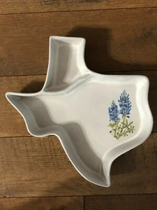 Servizio di salsa vintage Frankoma Pottery Texas State Chip fiori bluebell - Foto 1 di 3