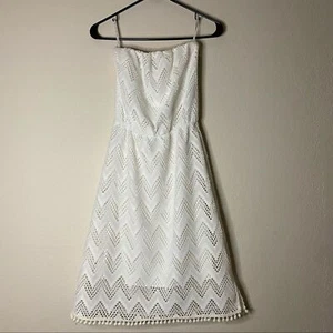 LILLY PULITZER Resort weiß Chevron Häkel Holly trägerloses Kleid XS - Bild 1 von 12