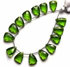 Olive Green Peridot Color Hydro Quartz Faceted 15x11MM Triangular Pyramid Beads