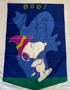 Peanuts Snoopy Scare Boo Ghost Halloween Casa da Esterno Bandiera 40 x 28 - 2 Lati - Foto 1 di 11