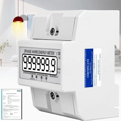 Contatore di corrente alternata AC contatore di corrente trifase 1/3 fasi per guida DIN - Immagine 1 di 4