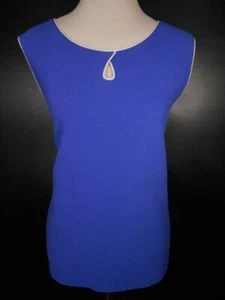 NEW Beautiful Women's XL Talbots Blue Sleeveless Horizontally Ribbed Tank Style - Picture 1 of 6