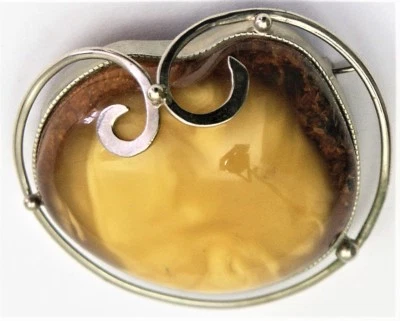 Bernstein Brosche Silber Butterscotch Amber (NB) - Bild 1 von 4