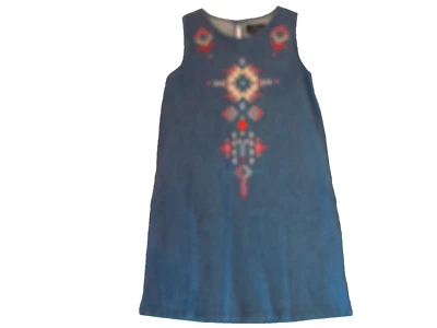 LUCKY Brand Geo Sleeveless CALI Lucy Wash Denim DRESS Girls Size LARGE 12/14 NEW - Image 1 of 4