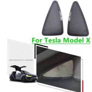 2Pcs Glass Triangular Side Window Sun Shade Mesh Net Covers for Tesla Model X - Picture 1 of 4