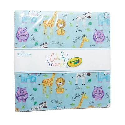 Riley Blake Colorful Friends by Crayon_10" Square Stacker Quilt Fabric 42 pc - Image 1 of 2