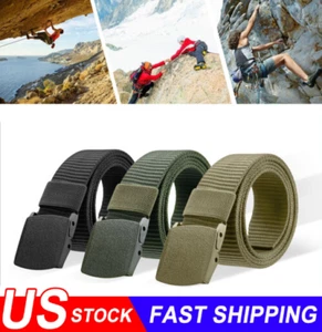 Men's Plastic Cam Buckle Nylon Canvas Tactical Waistband Webbing Military Belt - Picture 1 of 12