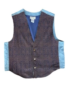 Vtg 90s Arizona Jean Company Men's Denim Vest Western Extra Large - Picture 1 of 5