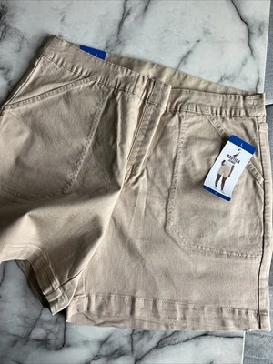 Nautica Jeans Women's High-Rise Stretch Pull-On Shorts, Chino, Size L - Image 1 of 2