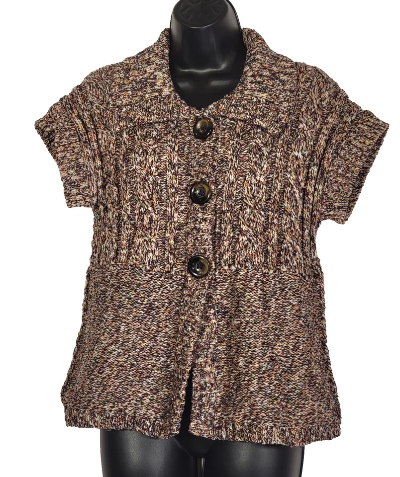 Nomadic Traders - Suéter de manga corta tejido marrón con botones - Para mujer talla M Foto 1 de 4