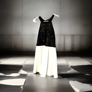 Junior Women's B. Darlin Lace Halter Neck Black& White Dress Sz  9/10 Homecoming - Picture 1 of 6