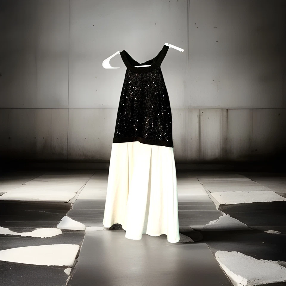 Vestido Junior Para Mujer B. Darlin Encaje Cuello Halter Blanco y Negro Talla 9/10 Regreso a Casa Foto 1 de 4