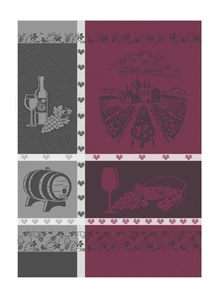 Ross Geschirrtuch Baumwolle in grau bordeaux Wein 50x70 cm - Imagen 1 de 1