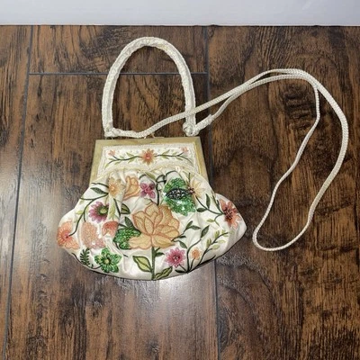 Vintage Valerie Stevens Beaded Floral Clam Shell Purse Bag Handbag - Image 1 of 4