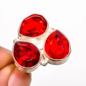 Granat Edelstein versilbert Schmuck Ring Gr.7 TR7508-2236 - Bild 1 von 3