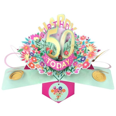 Happy 50th Birthday 50 Today Pop-Up Greeting Card Love Kate's Pop Up Cards Her - Image 1 of 3