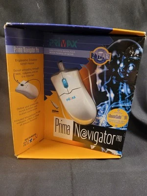 Vintage Primax Prima Navigator PRO Mouse. Brand New With Box Windows 95/98 USB - Image 1 of 4