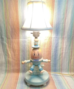 VINTAGE Humpty Dumpty Holz Lampe & Schirm Kinderzimmer Kunststoff inkl. ca 1960er *FUNKTIONIERT!!* - Bild 1 von 24