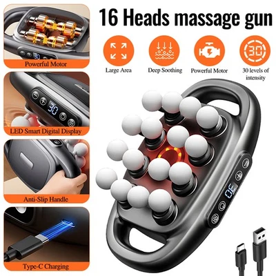 Upgraded 16 Heads Massage Gun Deep Tissue Electric Massager Relieve Muscle Pain - image 1 of 4
