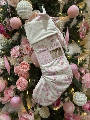 Paquete de 2 medias de Navidad con patrón de flores y moño rosa chic viral Foto 1 de 4