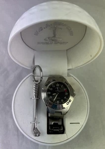 W.G.A Golf Club Quartz Watch & Silver Tone Tie Pin Set In Golf Ball Style Case - Picture 1 of 8