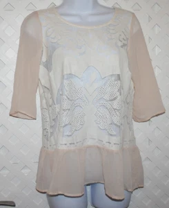 Weston Wear Women's Girls Ruffle Lace Blouse 3/4 Sleeve Shirt Top Pullover Small - Picture 1 of 4
