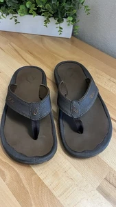 Olukai O'hana Men's water friendly beach Sandals dark Java ray Sz 9 Boho Hippie - Picture 1 of 12
