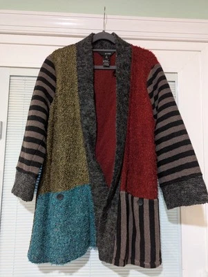 Ali Miles Mujer M Cardigan Artsy Suéter de Medios Mixtos Multicolor Swing Boho  Foto 1 de 4