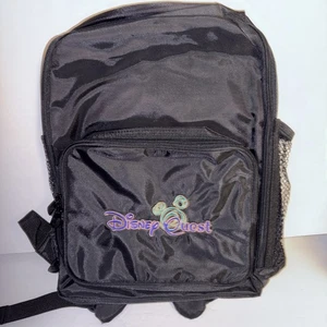 DISNEY QUEST Black Backpack Book Bag School Bag Straps Zip Pockets aa32 - Picture 1 of 8