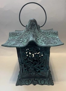 Retired Japanese Garden Wrought Iron Pagoda Bird Cage Candle Holder - Picture 1 of 7