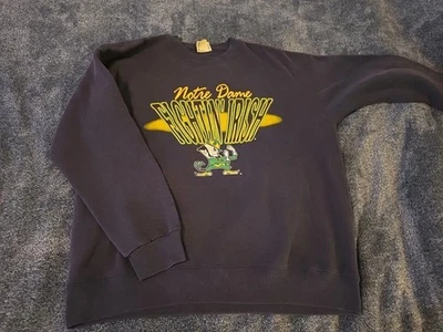 VTG 90s Nutmeg Mills Notre Dame Fighting Irish Sweatshirt Blue Crewneck XL USA - Image 1 of 4