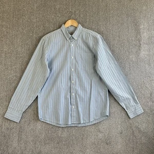 Carhartt Shirt Mens Medium Blue White Striped Pocket Leland Button Up Cotton - Picture 1 of 9