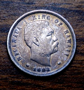 HAWAII SILVER DIME 1883 HIGH GRADE COLORFUL TONED AU/BU BEAUTY ORIGNAL - Picture 1 of 5