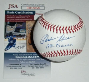 Béisbol firmado por Charlie Moore de los Cerveceros 1982 certificado de autenticidad JSA autografiado - Imagen 1 de 2