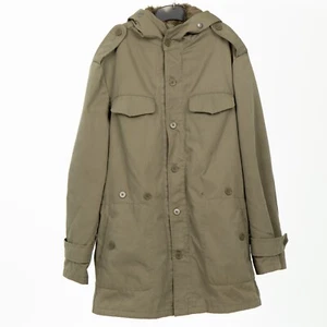 Military Jacket Parka Green Army Size Medium / Large Hooded Long Fleece Lined - Picture 1 of 19
