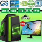 Fast Quality Cit F3 Black Green Gaming Pc Bundle Intel I3 16gb 1tb Win10 Gt730